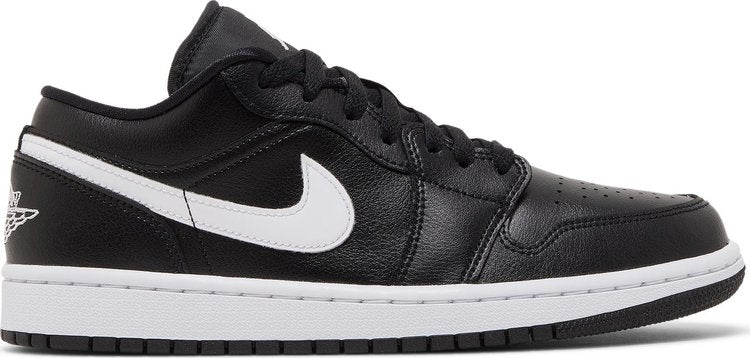 נעלי סניקרס Wmns Air Jordan 1 Low 'Black White' של המותג נייקי בצבע שָׁחוֹר עשויות עוֹר