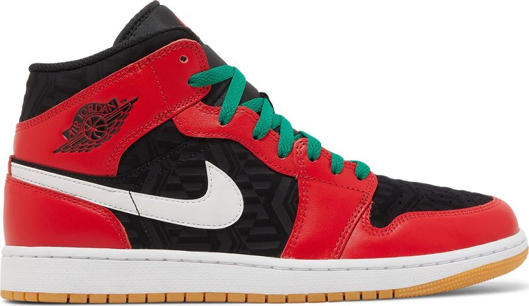 נעלי סניקרס Air Jordan 1 Mid SE 'Christmas' של המותג נייקי בצבע שָׁחוֹר עשויות עוֹר