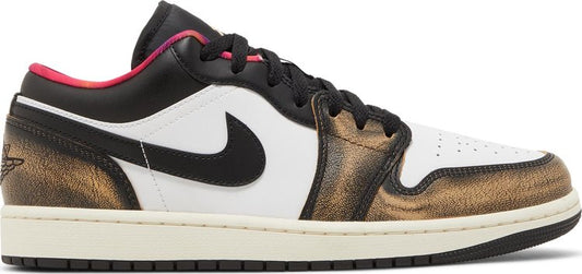 נעלי סניקרס Air Jordan 1 Low SE 'Wear-Away - Tan' של המותג נייקי בצבע שָׁחוֹר עשויות עוֹר