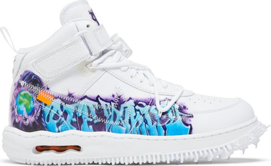 נעלי סניקרס Off-White x Air Force 1 Mid 'Graffiti' של המותג נייקי בצבע לבן עשויות עוֹר