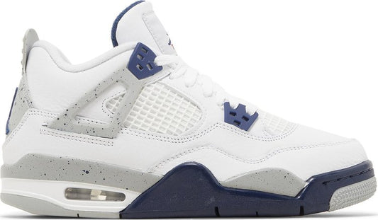 נעלי סניקרס Air Jordan 4 Retro GS 'Midnight Navy' של המותג נייקי בצבע לבן עשויות עוֹר