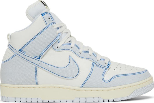 נעלי סניקרס Dunk High 1985 'Blue Denim' של המותג נייקי בצבע לבן עשויות כותנה