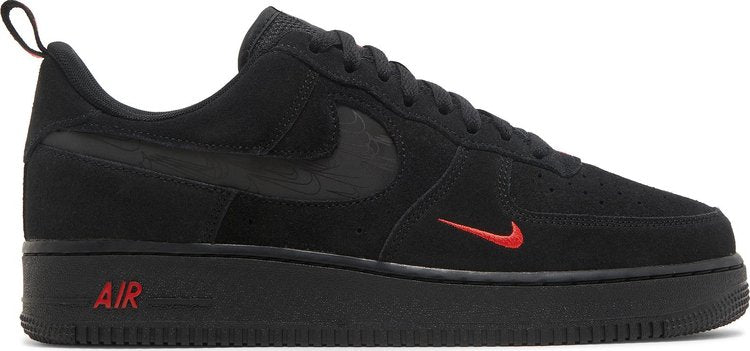 נעלי סניקרס Air Force 1 '07 LV8 'Reflective Swoosh - Black Crimson' של המותג נייקי בצבע שָׁחוֹר עשויות עור (זמש)