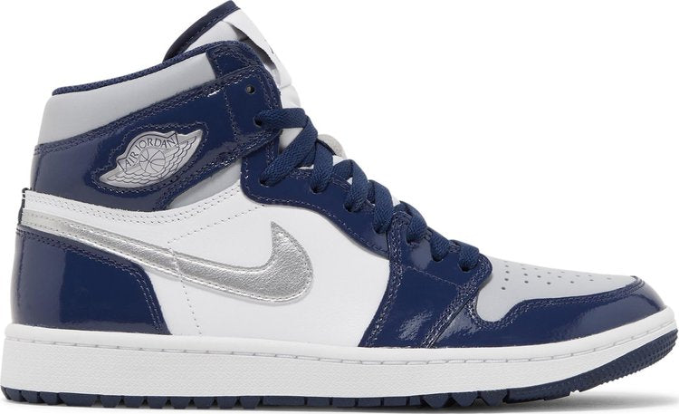 נעלי סניקרס Air Jordan 1 High Golf 'Midnight Navy' של המותג נייקי בצבע כְּחוֹל עשויות עור פטנט