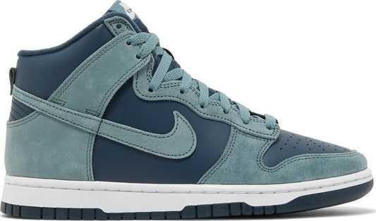 נעלי סניקרס Dunk High 'Armory Navy' של המותג נייקי בצבע ירוק-כחול/טורקיז עשויות עור (זמש)