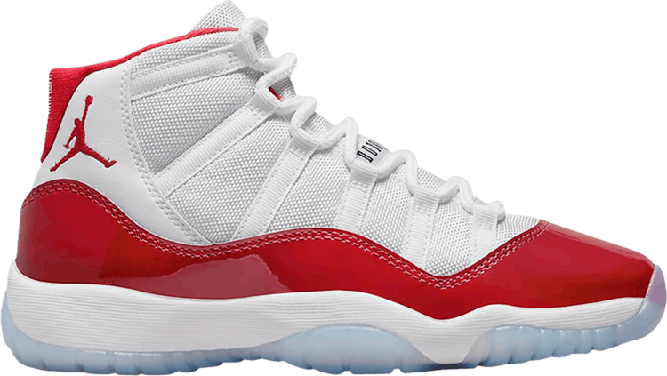 נעלי סניקרס Air Jordan 11 Retro GS 'Cherry' של המותג נייקי בצבע לבן עשויות עוֹר