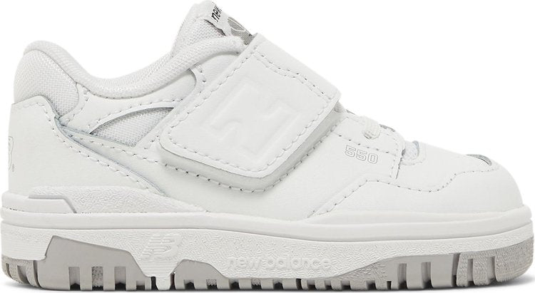 נעלי סניקרס 550 Bungee Lace Toddler 'Triple White' של המותג ניו באלאנס בצבע לבן עשויות עוֹר