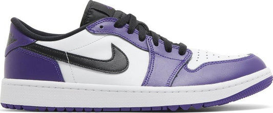 נעלי סניקרס Air Jordan 1 Low Golf 'Court Purple' של המותג נייקי בצבע לבן עשויות עוֹר