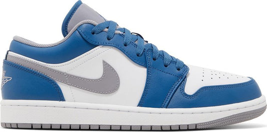 נעלי סניקרס Air Jordan 1 Low 'True Blue Cement' של המותג נייקי בצבע כְּחוֹל עשויות עוֹר