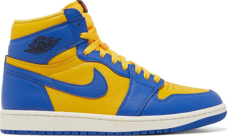 נעלי סניקרס Wmns Air Jordan 1 Retro High OG 'Reverse Laney' של המותג נייקי בצבע צהוב עשויות עוֹר