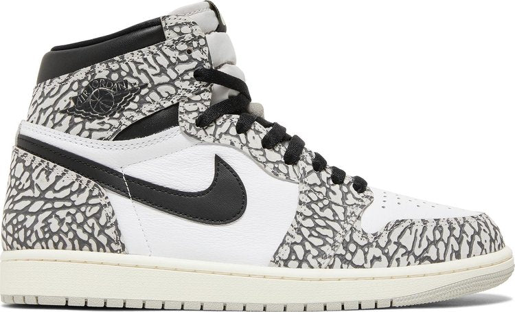 נעלי סניקרס Air Jordan 1 Retro High OG 'White Cement' של המותג נייקי בצבע אפור עשויות עוֹר