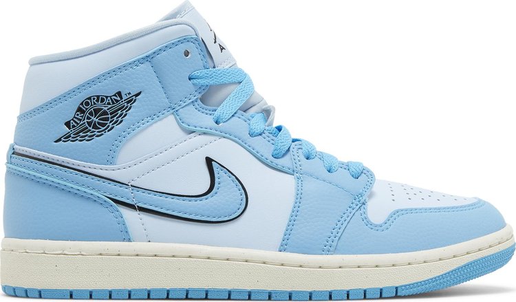 נעלי סניקרס Wmns Air Jordan 1 Mid SE 'Ice Blue' של המותג נייקי בצבע כְּחוֹל עשויות עוֹר