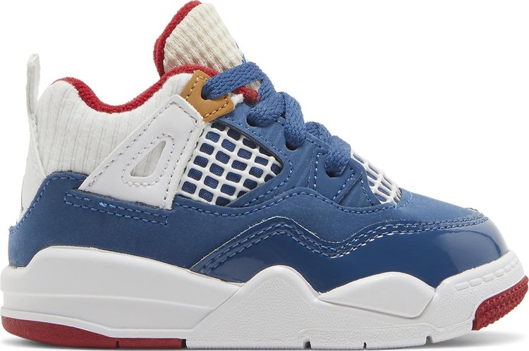 נעלי סניקרס Air Jordan 4 Retro TD 'Messy Room' של המותג נייקי בצבע כְּחוֹל עשויות עור (זמש)