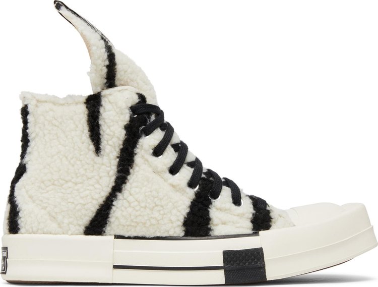 נעלי סניקרס Rick Owens x DRKSHDW TURBODRK Chuck 70 High 'Zebra' של המותג קונברס אולסטאר בצבע לבן עשויות פרווה מלאכותית