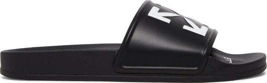 נעלי סניקרס Off-White Logo Print Slide 'Black White' של המותג אוף וויט בצבע שָׁחוֹר עשויות גוּמִי