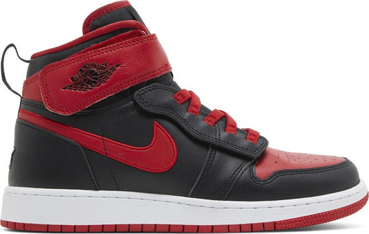 נעלי סניקרס Air Jordan 1 High FlyEase GS 'Bred' של המותג נייקי בצבע אָדוֹם עשויות עוֹר