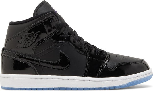 נעלי סניקרס Air Jordan 1 Mid SE 'Space Jam' של המותג נייקי בצבע שָׁחוֹר עשויות עור פטנט