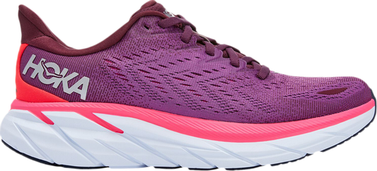 נעלי סניקרס Wmns Clifton 8 'Grape Wine' של המותג הוקה בצבע סָגוֹל עשויות רֶשֶׁת