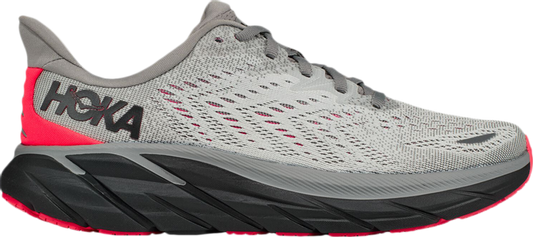 נעלי סניקרס Wmns Clifton 8 'Sharkskin Diva Pink' של המותג הוקה בצבע אפור עשויות רֶשֶׁת