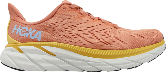 נעלי סניקרס Wmns Clifton 8 Wide 'Sun Baked' של המותג הוקה בצבע כתום עשויות רֶשֶׁת
