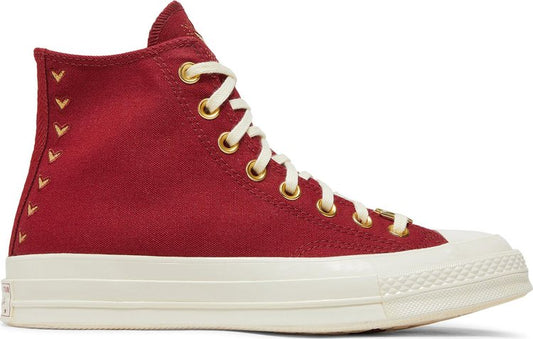 נעלי סניקרס Wmns Chuck 70 High 'Valentine's Day 2023' של המותג קונברס אולסטאר בצבע אָדוֹם עשויות בַּד