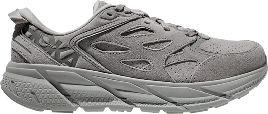 נעלי סניקרס Clifton L Suede 'Limestone' של המותג הוקה בצבע אפור עשויות עור (זמש)
