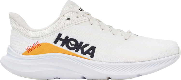 נעלי סניקרס Solimar 'Blanc De Blanc Orange' של המותג הוקה בצבע לבן עשויות רֶשֶׁת