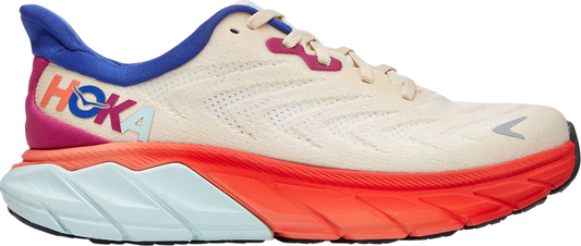 נעלי סניקרס Wmns Arahi 6 'Short Bread Fiesta' של המותג הוקה בצבע קרם עשויות רֶשֶׁת