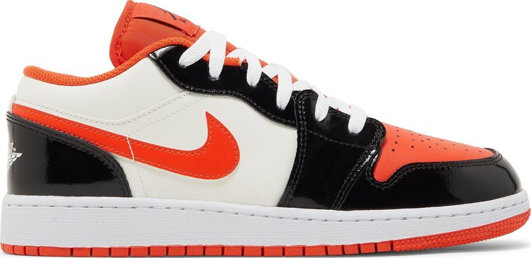 נעלי סניקרס Air Jordan 1 Low SE GS 'Halloween' של המותג נייקי בצבע כתום עשויות עור פטנט