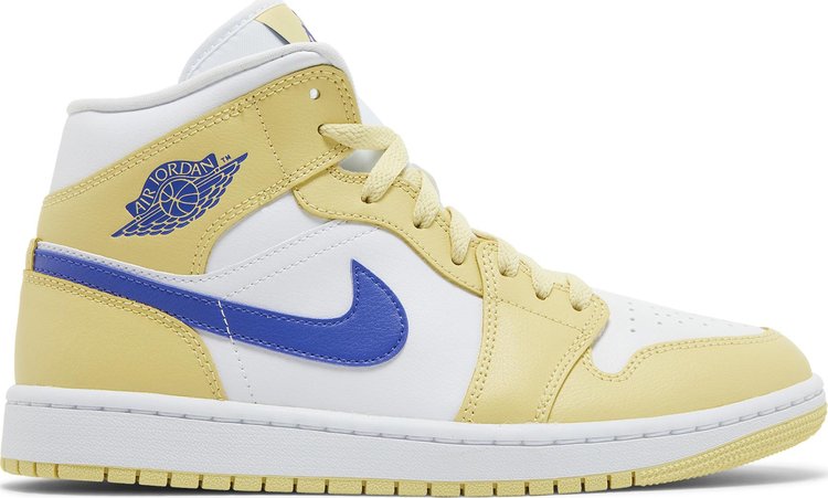 נעלי סניקרס Wmns Air Jordan 1 Mid 'Lemon Wash' של המותג נייקי בצבע צהוב עשויות עוֹר