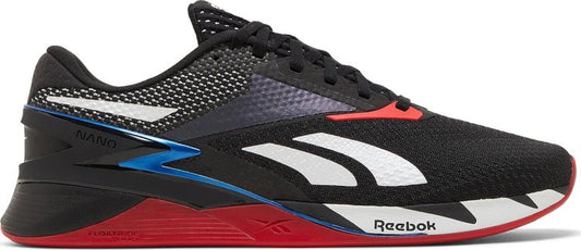 נעלי סניקרס Nano X3 'Black Blue Red' של המותג ריבוק בצבע שָׁחוֹר עשויות בד ארוג Flexweave