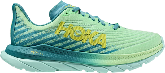 נעלי סניקרס Mach 5 'Lime Glow Ocean Mist' של המותג הוקה בצבע ירוק עשויות בד
