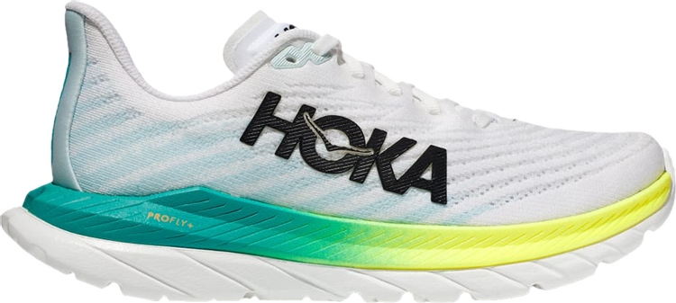 נעלי סניקרס Wmns Mach 5 'White Blue Glass' של המותג הוקה בצבע לבן עשויות בד