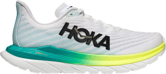נעלי סניקרס Wmns Mach 5 'White Blue Glass' של המותג הוקה בצבע לבן עשויות בד