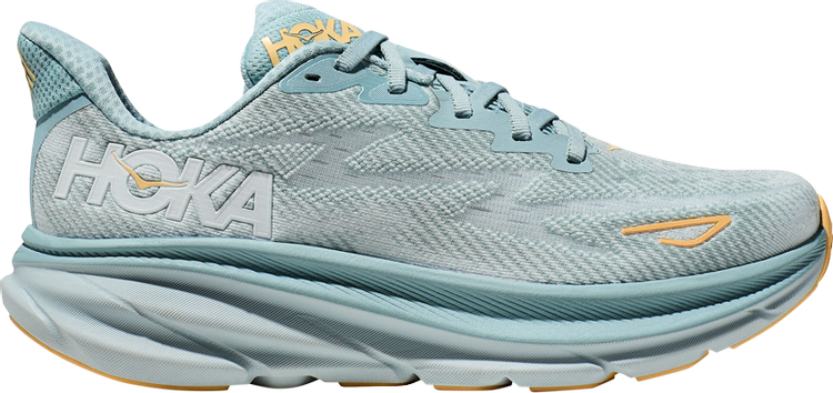 נעלי סניקרס Clifton 9 'Cloud Blue' של המותג הוקה בצבע כְּחוֹל עשויות סריג - בד ארוג
