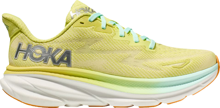 נעלי סניקרס Wmns Clifton 9 'Citrus Glow Sunlit Ocean' של המותג הוקה בצבע צהוב עשויות רֶשֶׁת