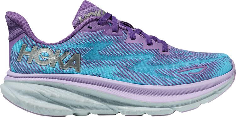 נעלי סניקרס Wmns Clifton 9 'Chalk Violet' של המותג הוקה בצבע סָגוֹל עשויות סריג - בד ארוג