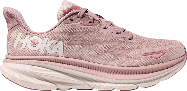 נעלי סניקרס Wmns Clifton 9 'Pale Mauve' של המותג הוקה בצבע וָרוֹד עשויות סריג - בד ארוג