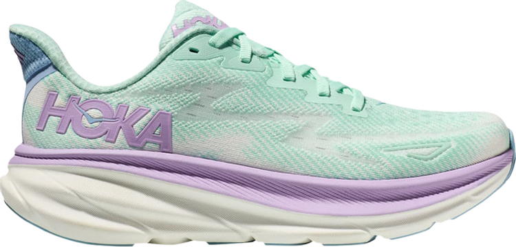 נעלי סניקרס Wmns Clifton 9 'Sunlit Ocean Lilac Mist' של המותג הוקה בצבע ירוק עשויות רֶשֶׁת
