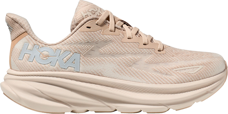 נעלי סניקרס Wmns Clifton 9 'Shifting Sand' של המותג הוקה בצבע שָׁזוּף עשויות סריג - בד ארוג