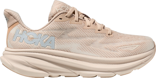 נעלי סניקרס Wmns Clifton 9 'Shifting Sand' של המותג הוקה בצבע שָׁזוּף עשויות סריג - בד ארוג
