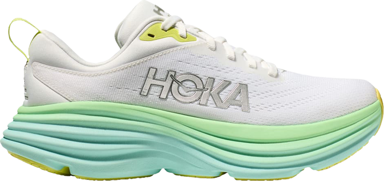 נעלי סניקרס Wmns Bondi 8 'Blanc De Blanc Sunlit Ocean' של המותג הוקה בצבע לבן עשויות רֶשֶׁת