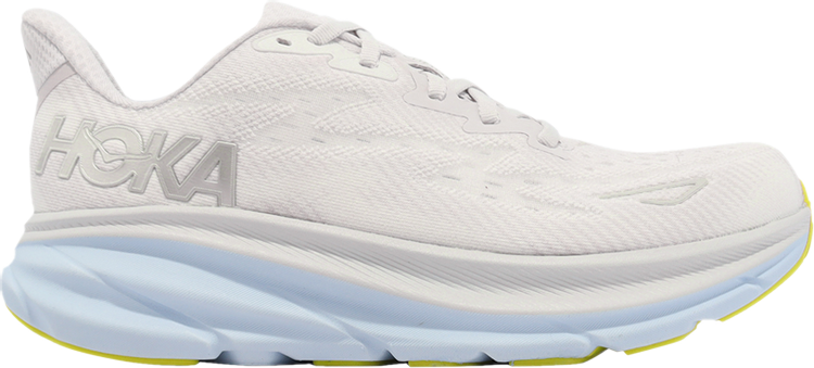 נעלי סניקרס Wmns Clifton 9 Wide 'Nimbus Cloud Ice Blue' של המותג הוקה בצבע אפור עשויות סריג - בד ארוג