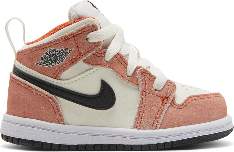 נעלי סניקרס Air Jordan 1 Mid SE TD 'Orange Suede' של המותג נייקי בצבע כתום עשויות עור (זמש)