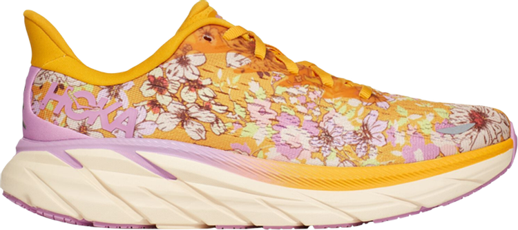 נעלי סניקרס Free People Movement x Wmns Clifton 8 'Floral' של המותג הוקה בצבע זהב עשויות רֶשֶׁת