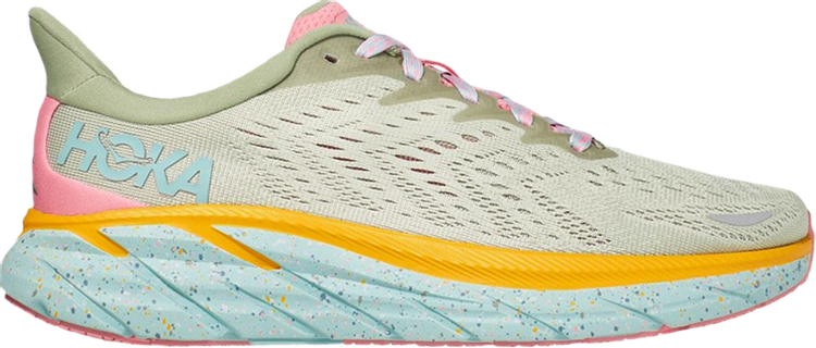 נעלי סניקרס Free People Movement x Wmns Clifton 8 'Seaweed Green Tea' של המותג הוקה בצבע ירוק עשויות רֶשֶׁת