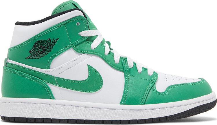 נעלי סניקרס Air Jordan 1 Mid 'Lucky Green' של המותג נייקי בצבע ירוק עשויות עוֹר