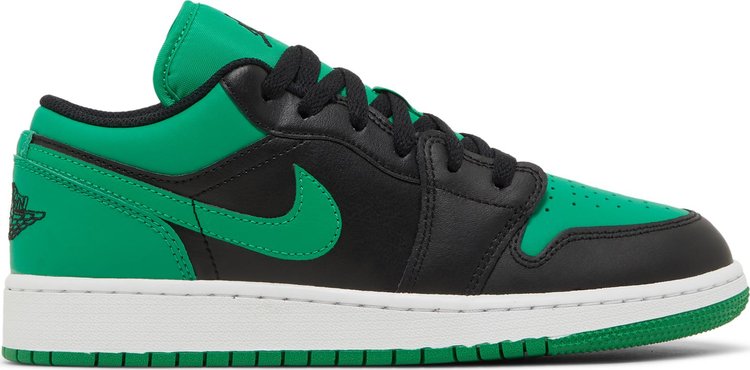 נעלי סניקרס Air Jordan 1 Low GS 'Black Lucky Green' של המותג נייקי בצבע ירוק עשויות עוֹר