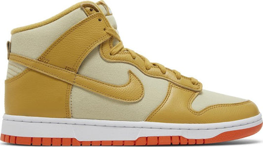 נעלי סניקרס Dunk High 'Wheat Gold' של המותג נייקי בצבע שָׁזוּף עשויות עוֹר