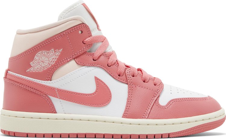 נעלי סניקרס Wmns Air Jordan 1 Mid 'Strawberries and Cream' של המותג נייקי בצבע וָרוֹד עשויות עוֹר
